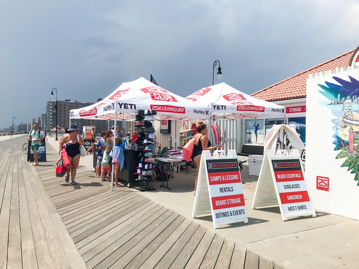 Sudkin Surf's store on the boardwalk at Long Beach