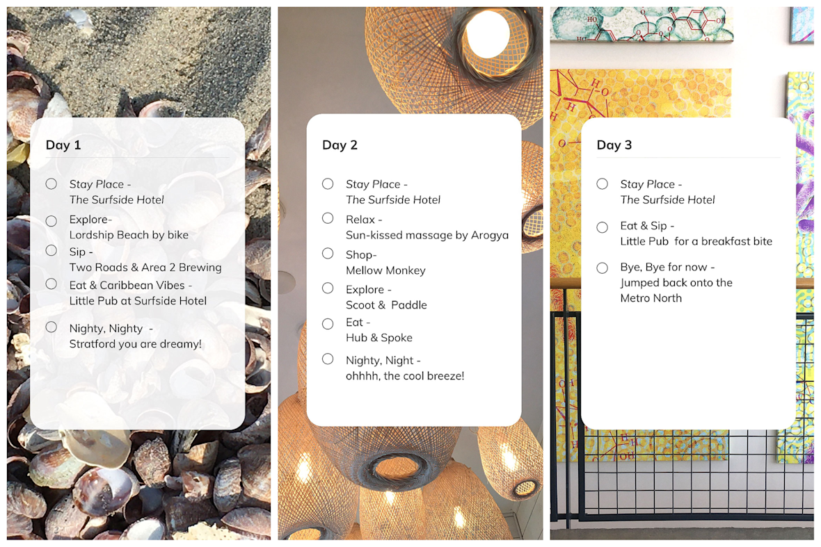 Three day itinerary graphic