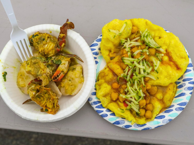 Curry crab and doubles, from Trini Treats  
