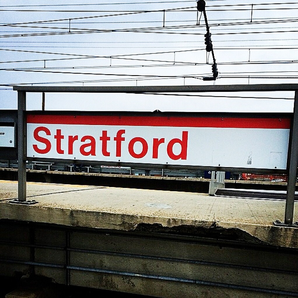 Stratford station platform sign