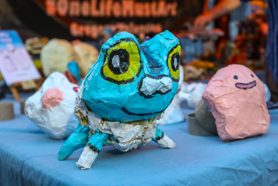 Gregory Valentine and family bring dozens of masking tape creations  