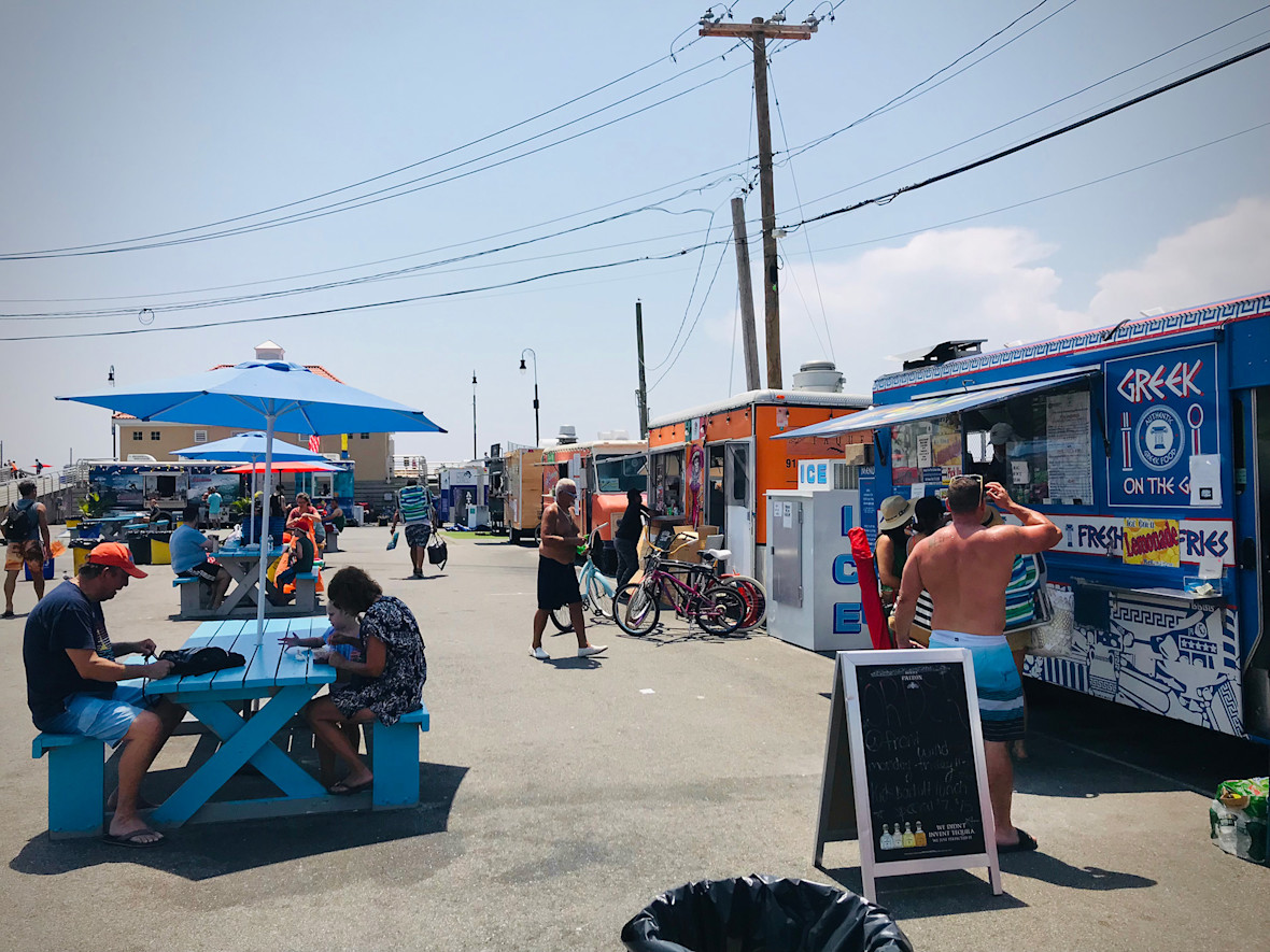 A gathering of food trucks in Long Beach.