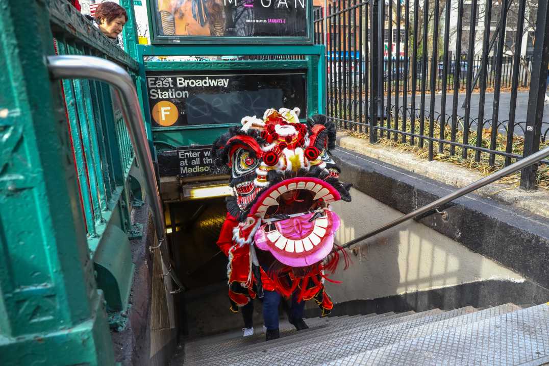 Lion dancer subway