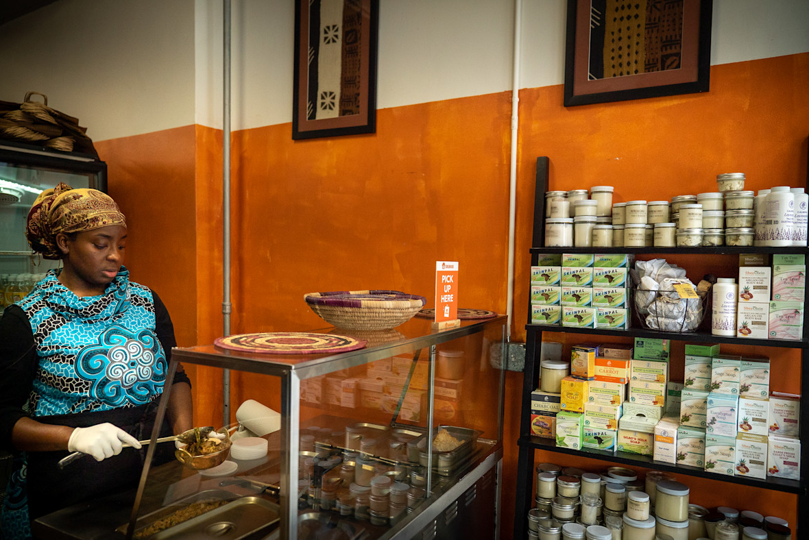 Beatrice Ajaero serving some delicious West African staples at Nneji in Astoria