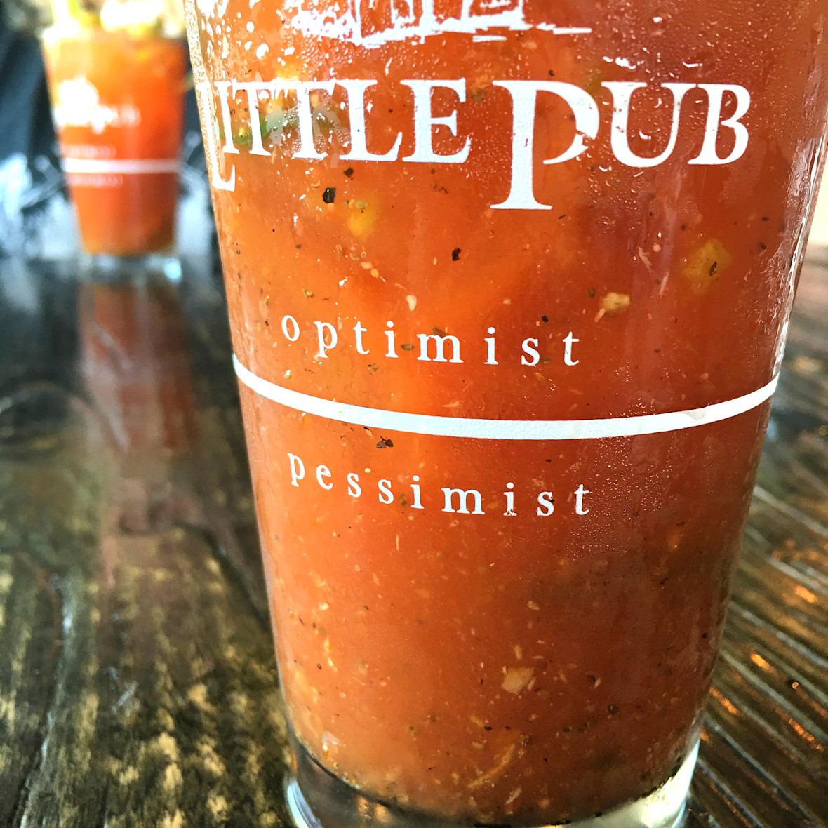 Glass of Bloody Mary-type cocktail from Little Pub