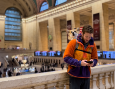 Maxine and her human Bryan at Grand Central Terminal