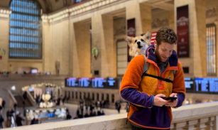 Maxine and her human Bryan at Grand Central Terminal