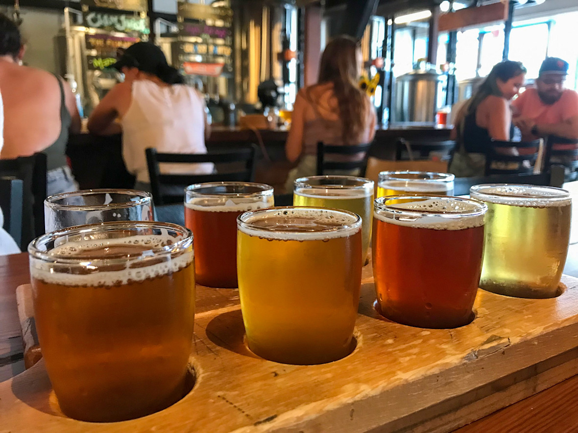 Flight of beer from Bright Eye Beer Co. in Long Beach