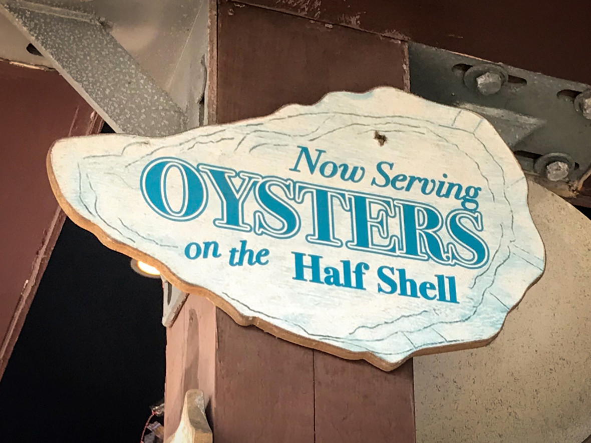 Now serving oysters sign at Otto's in Freeport