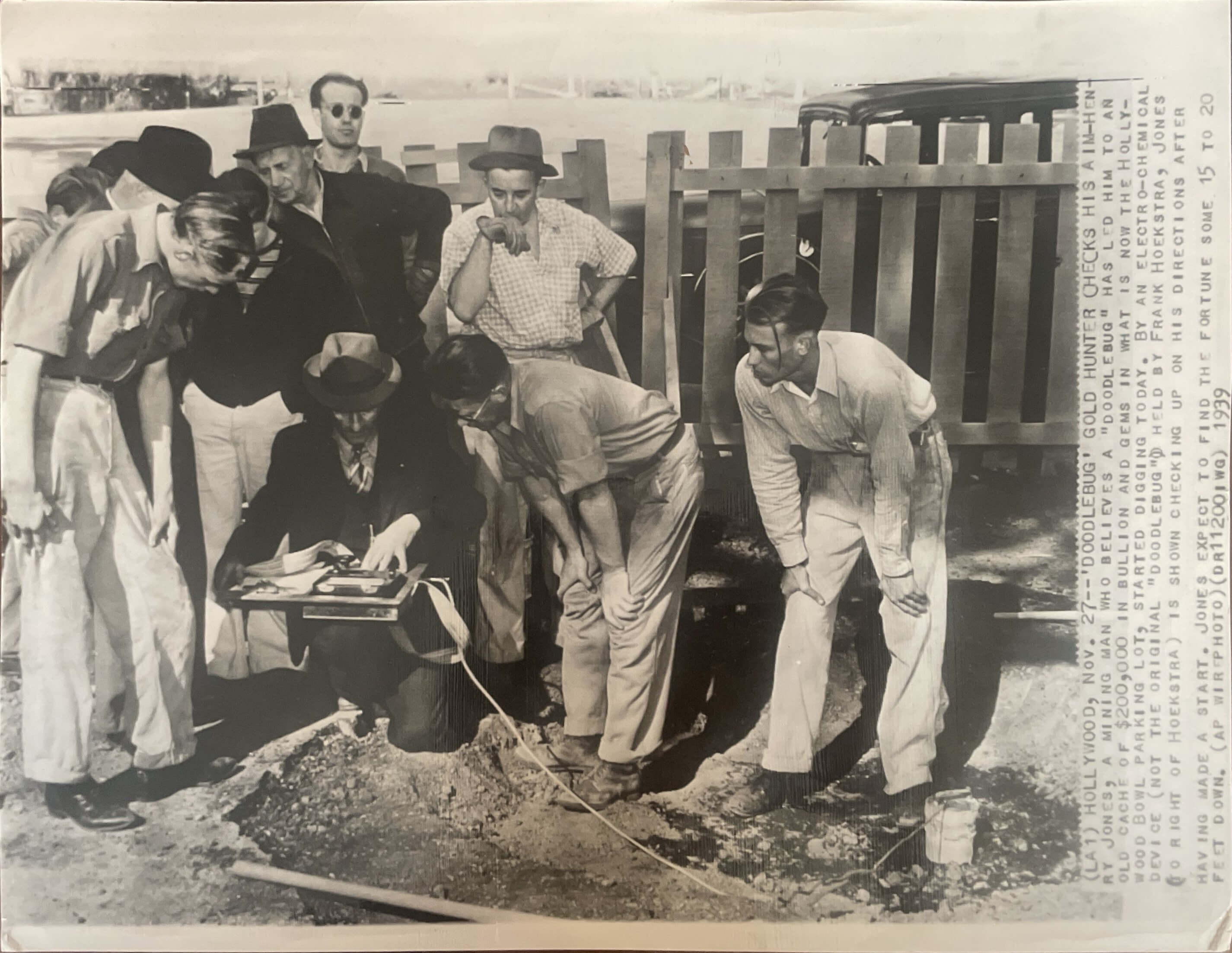 Henry Jones, Frank Hoekstra Jr. and other treasure hunters use the “doodlebug” to try and find buried gold