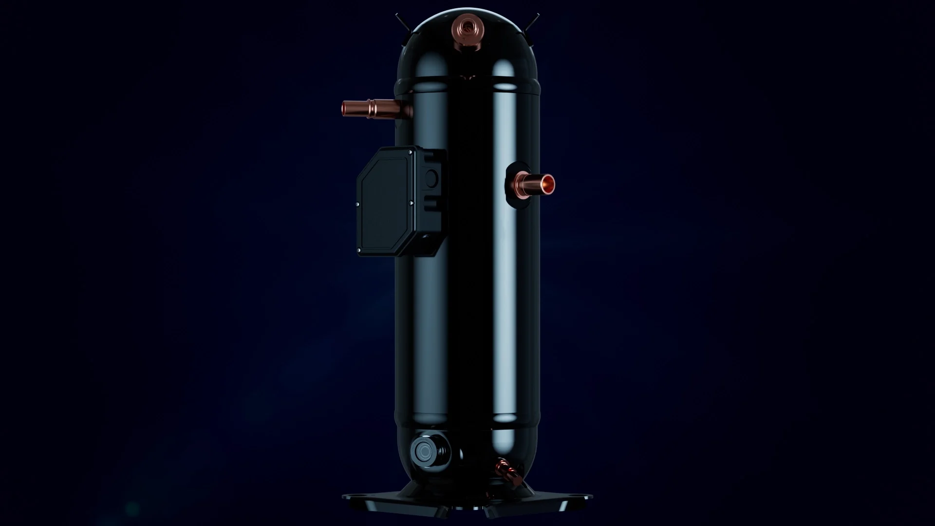 a black cylindric installation with copper connections on its side
