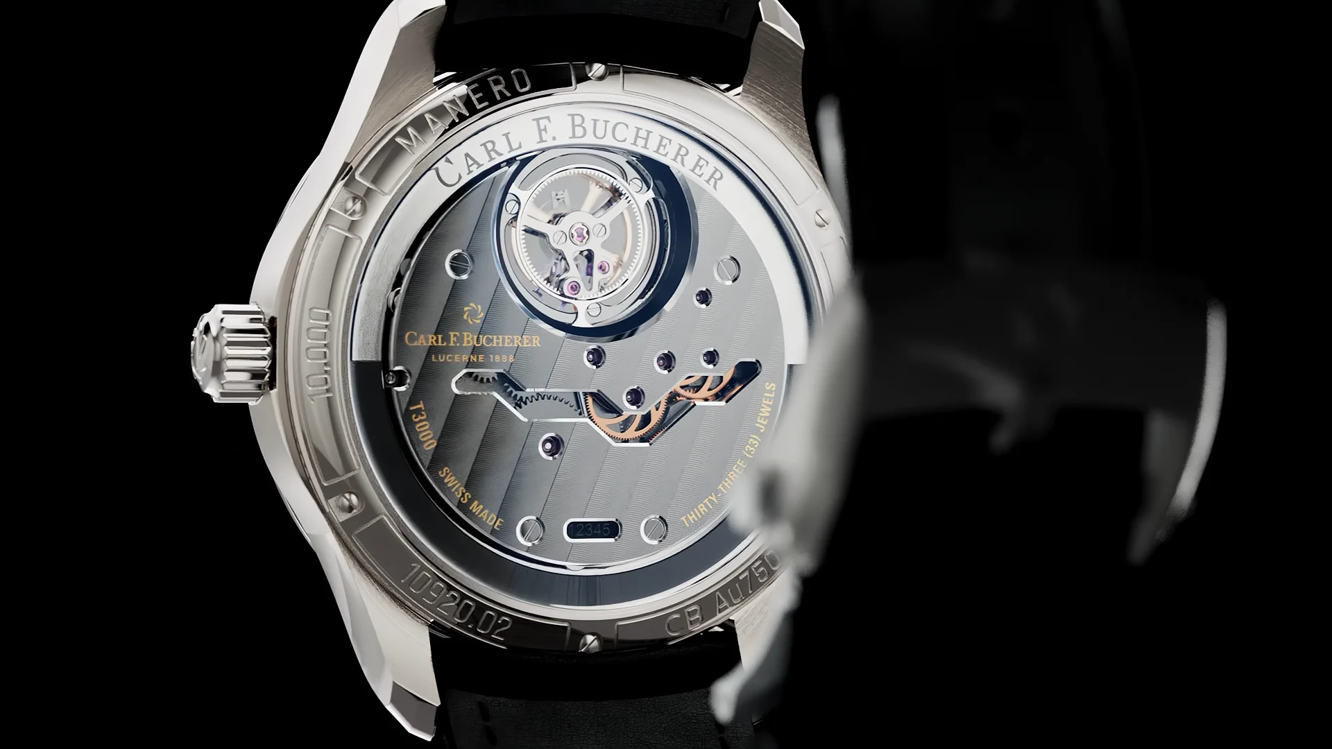 we see the back of a Carl F Bucherer watch where we have a look inside the watch including turbillon