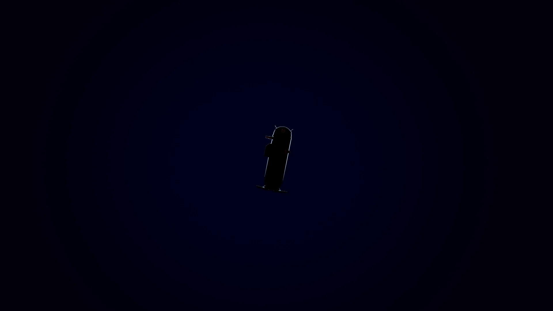silhouette of a black cylinder in front of a very dark blue background
