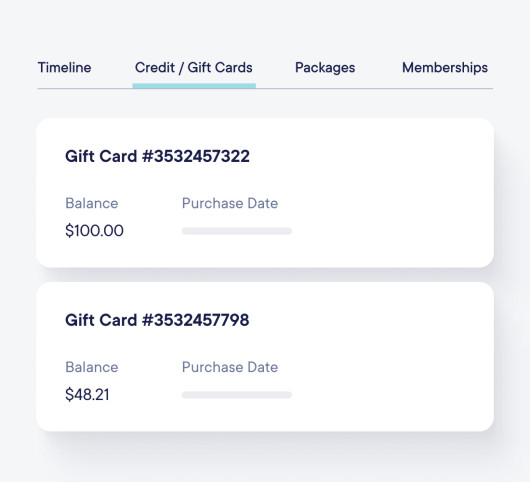 Sync gift cards to client profiles