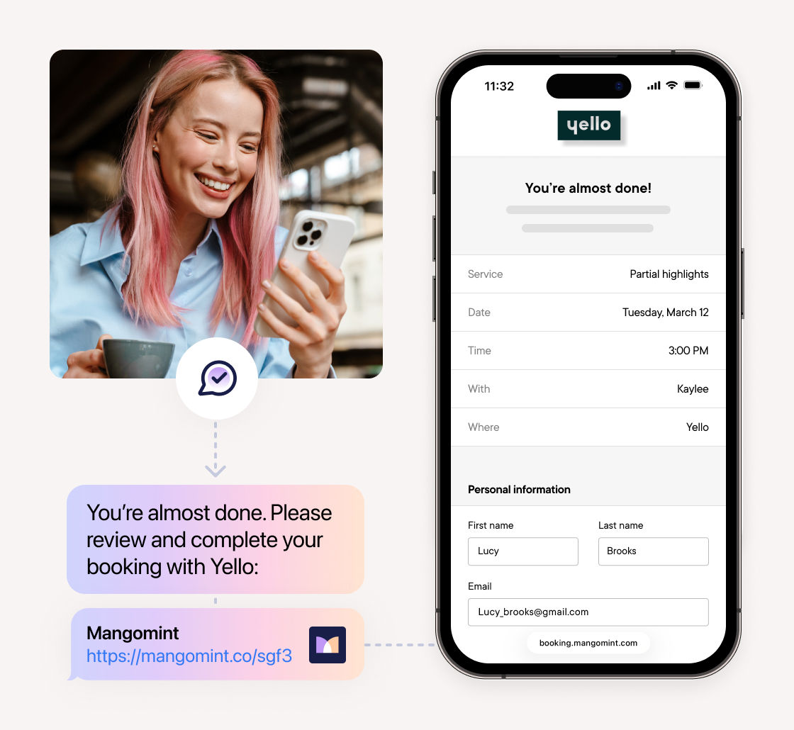 Book via text & collect card-on-file