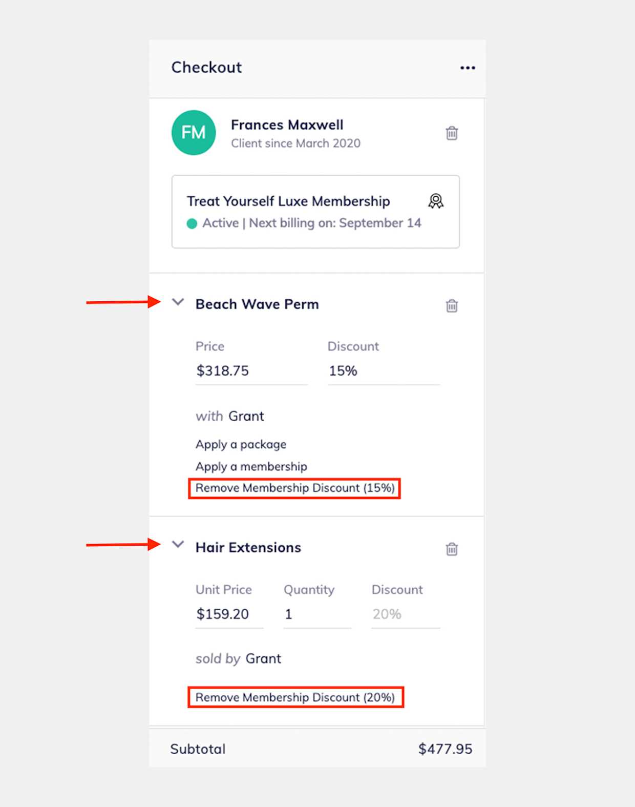 How do I remove products or services discounts? Mangomint