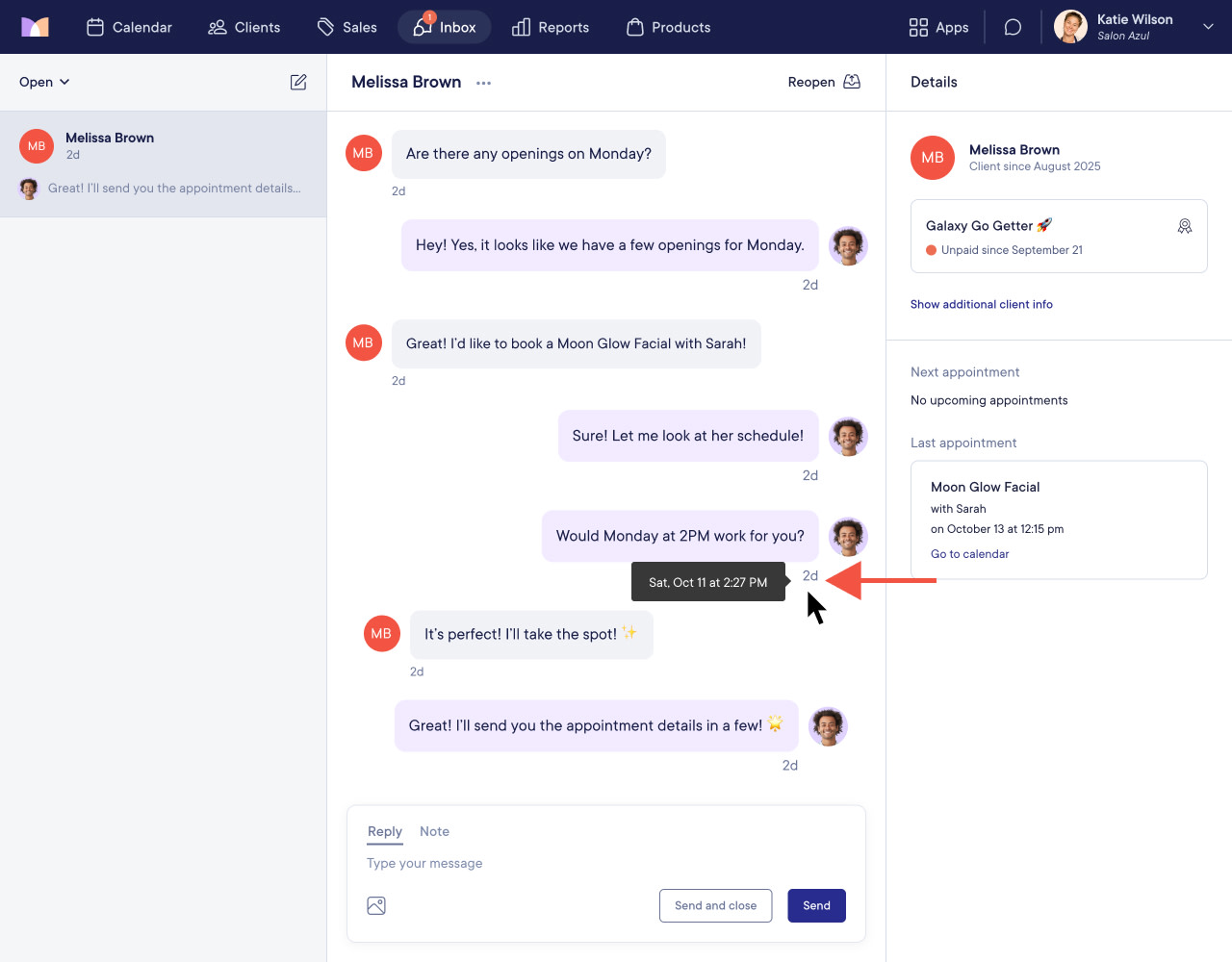 Reciving Text Sending & Receiving Text Messages in Mangomint | Mangomint Salon and ...