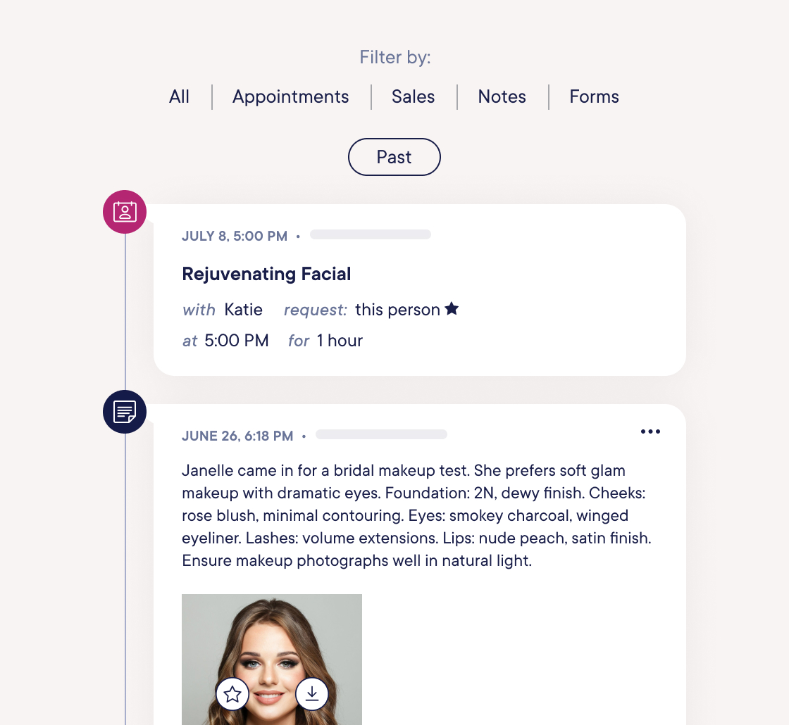 Client photo upload & timeline