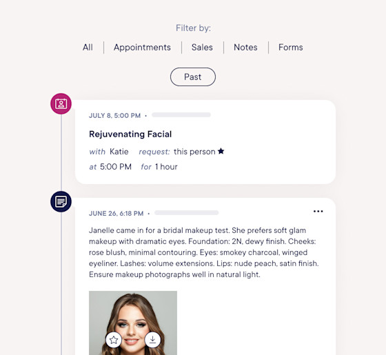 Client photo upload & timeline