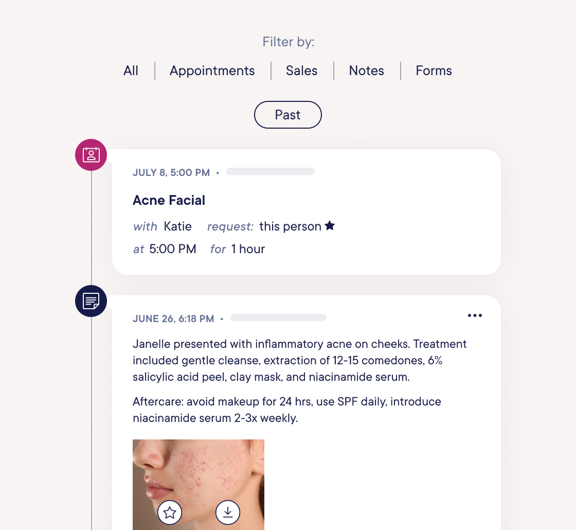 Client timeline & treatment notes