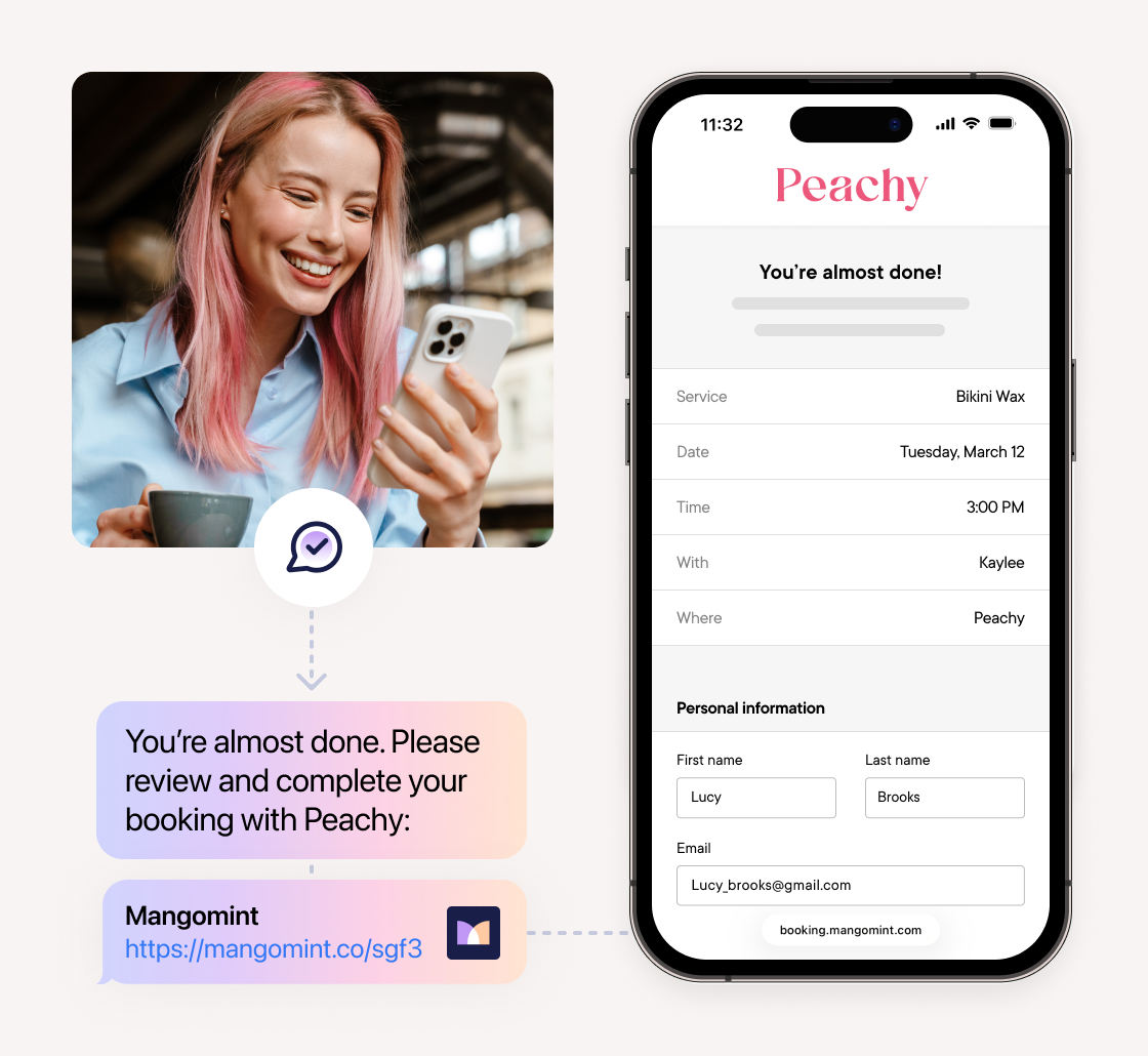 Book via text & collect card-on-file
