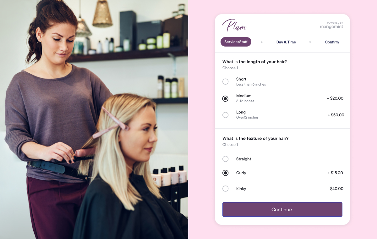 Service Customizations for Hair Salons