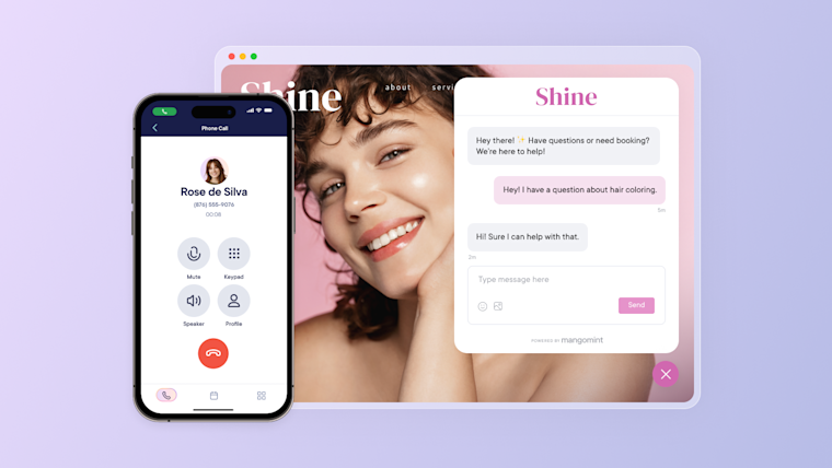 Say hello to Mangomint Connect: web chat, phone calls, and texting