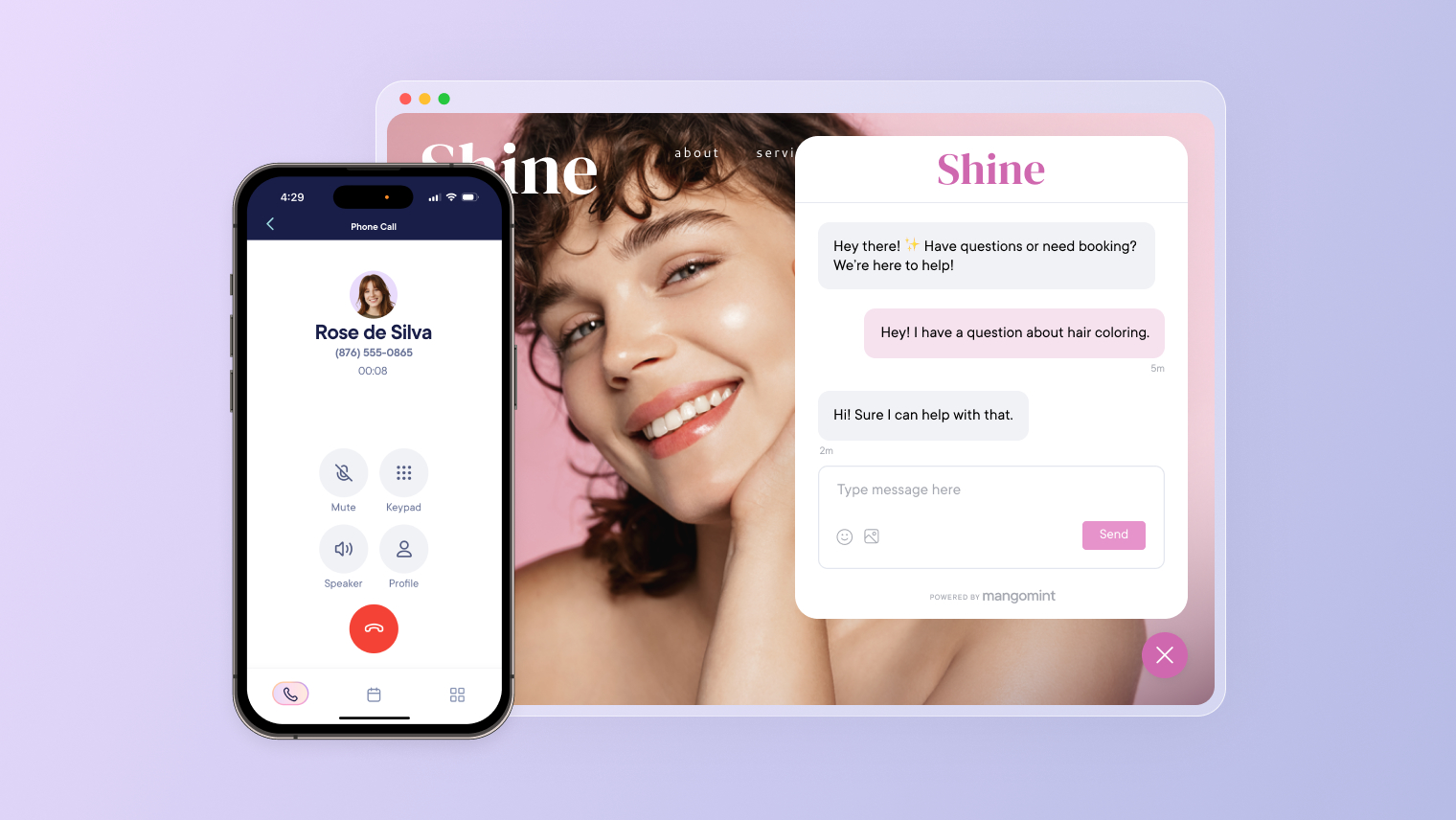 Mangomint Connect: Web Chat, Phone Calls, and Texting