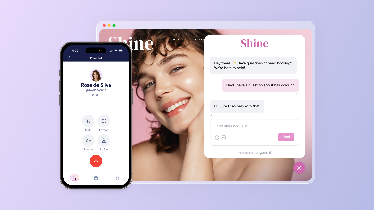Mangomint Connect: Web Chat, Phone Calls, and Texting