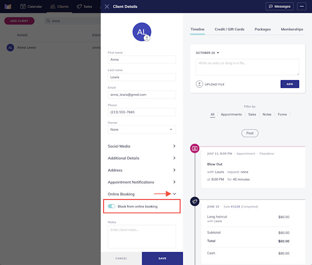 Block a Client from Online Booking | Mangomint Salon and Spa Software