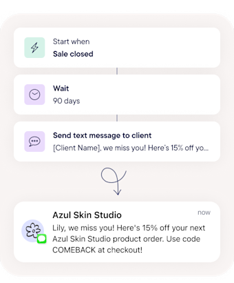 Set a time frame and send exclusive offers to clients who haven't made a recent purchase — bringing them back in-salon or directing them to your online store.