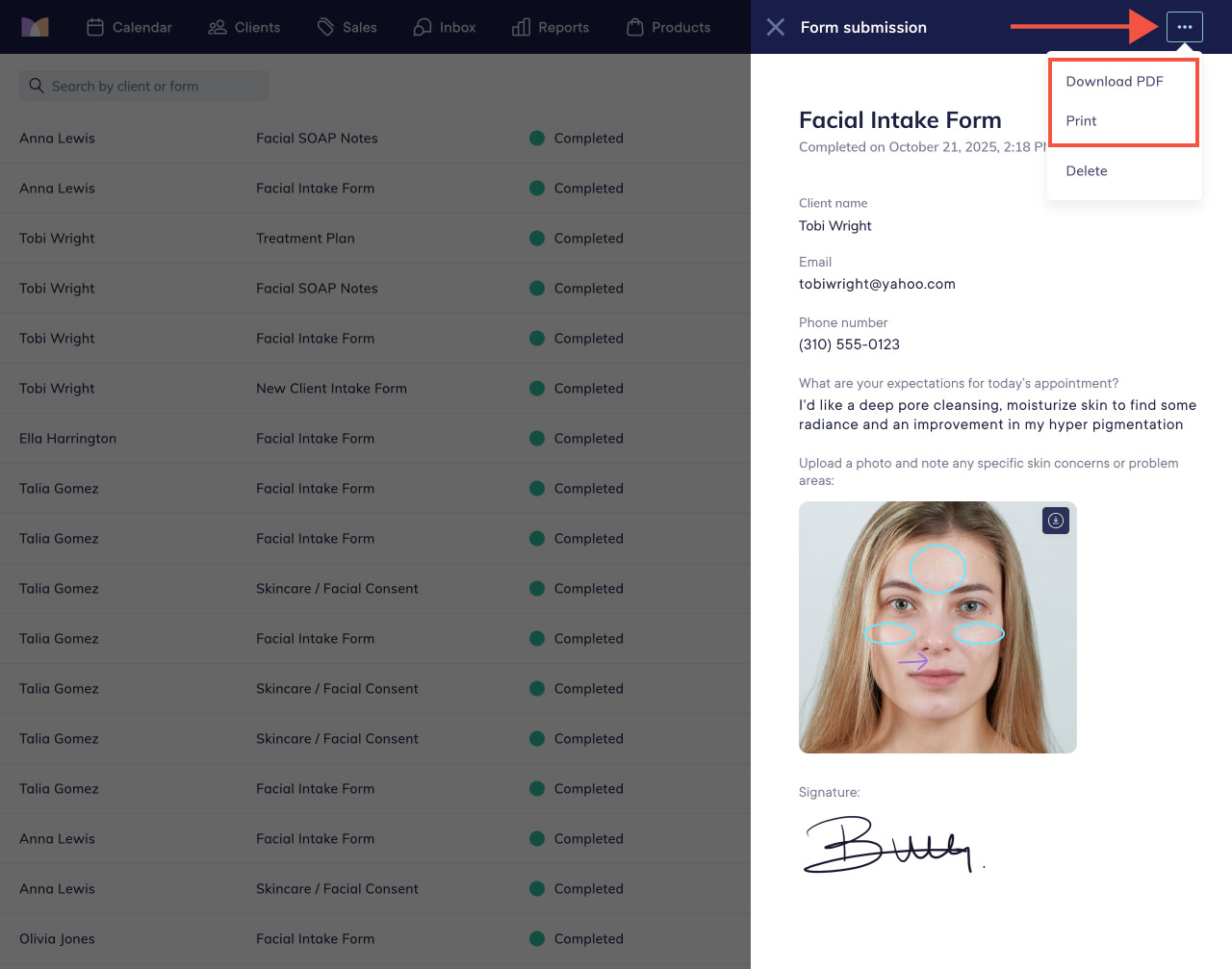 Viewing and Downloading Form Submissions | Mangomint Salon and Spa Software