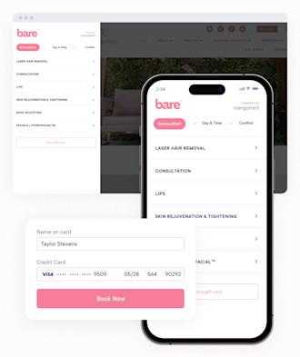 Esthetician online booking software mobile