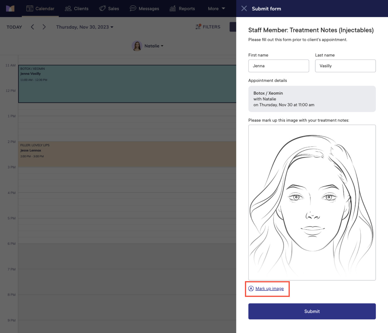 How to Use Image Markup with Integrated Forms | Mangomint Salon and Spa ...