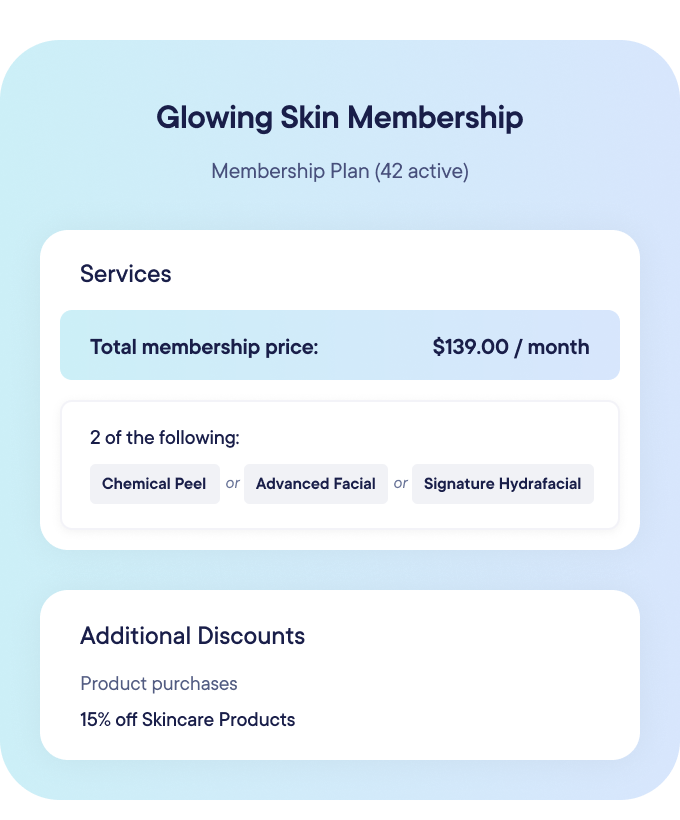 Nudge clients to upgrade to a membership for consistent treatments and better results.