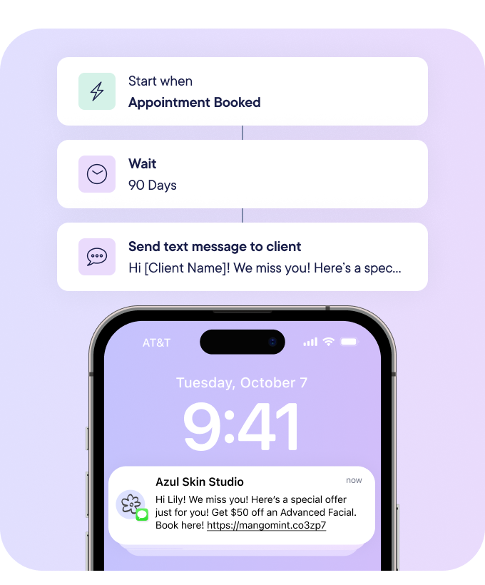 Set a time frame and send exclusive offers or incentives to inactive clients encouraging them to book their next Face Reality visit.