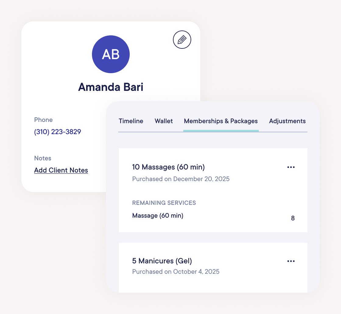 Track package sales and service usage