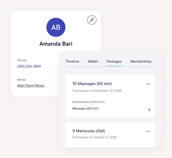 Track package sales and service usage