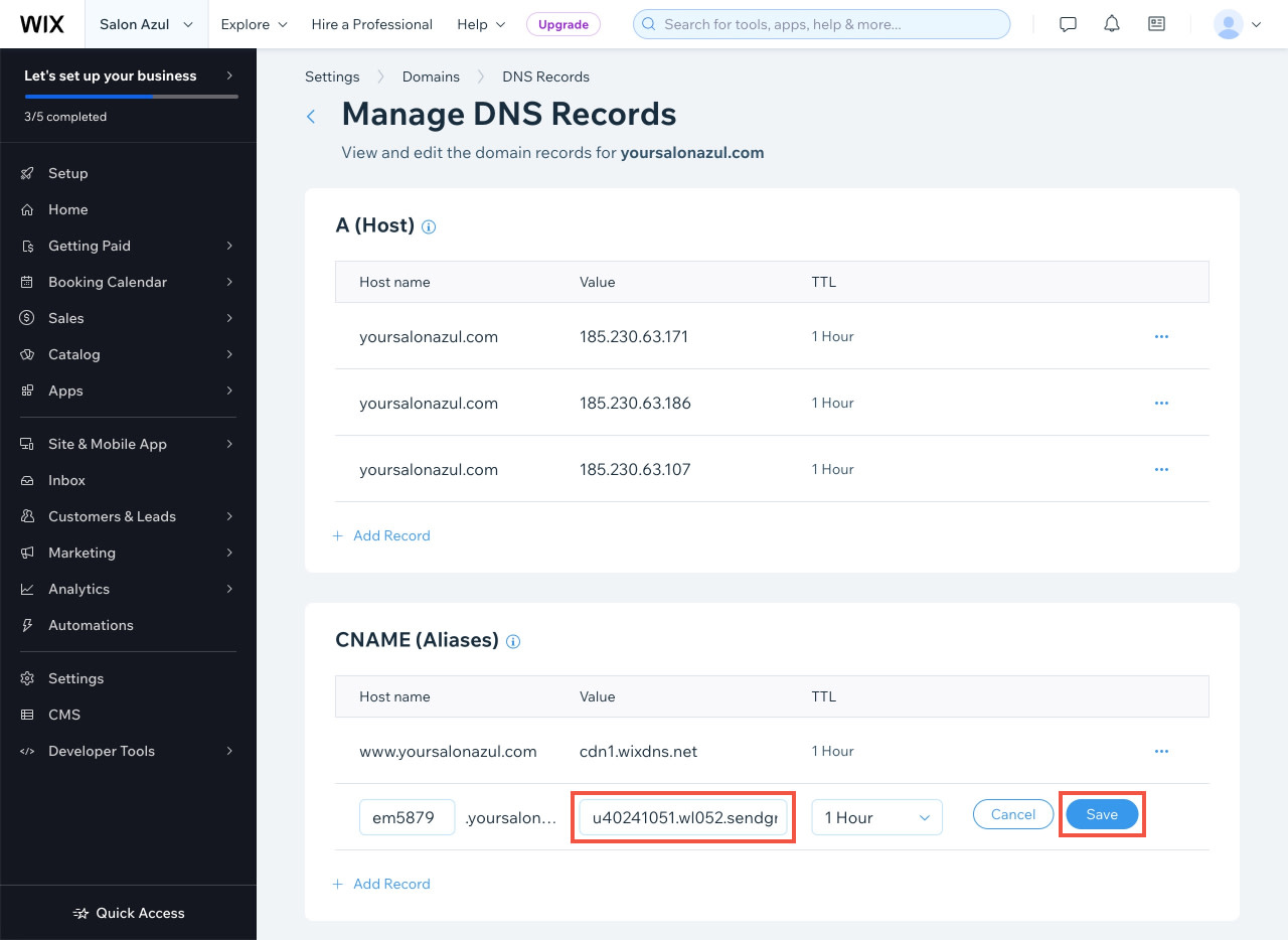Adding DNS Records to Wix | Mangomint Salon and Spa Software