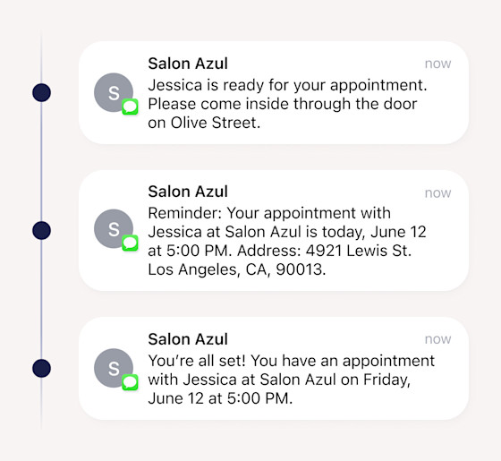 booth renter Automated messages