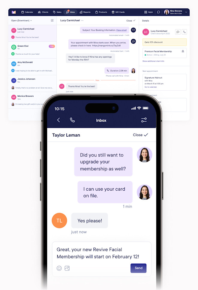 Call, Text, & Chat | Mangomint Salon & Spa Software