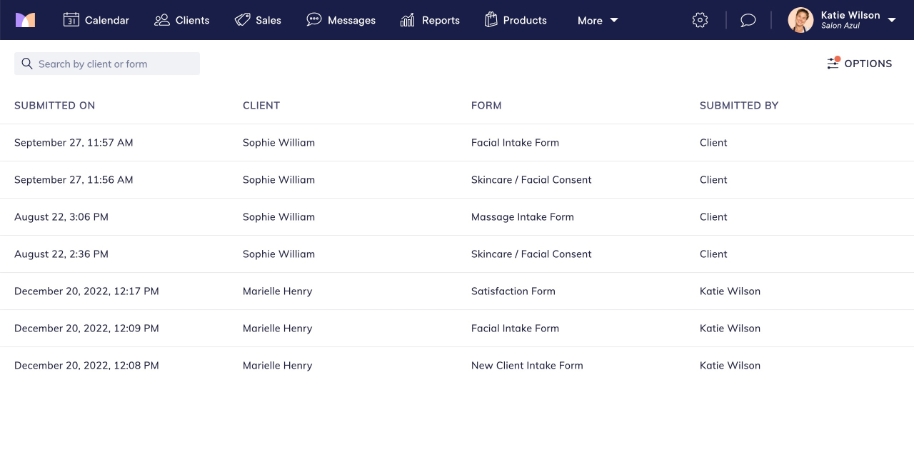 Viewing Form Submissions and Resubmitting Forms Mangomint Salon and Spa Software