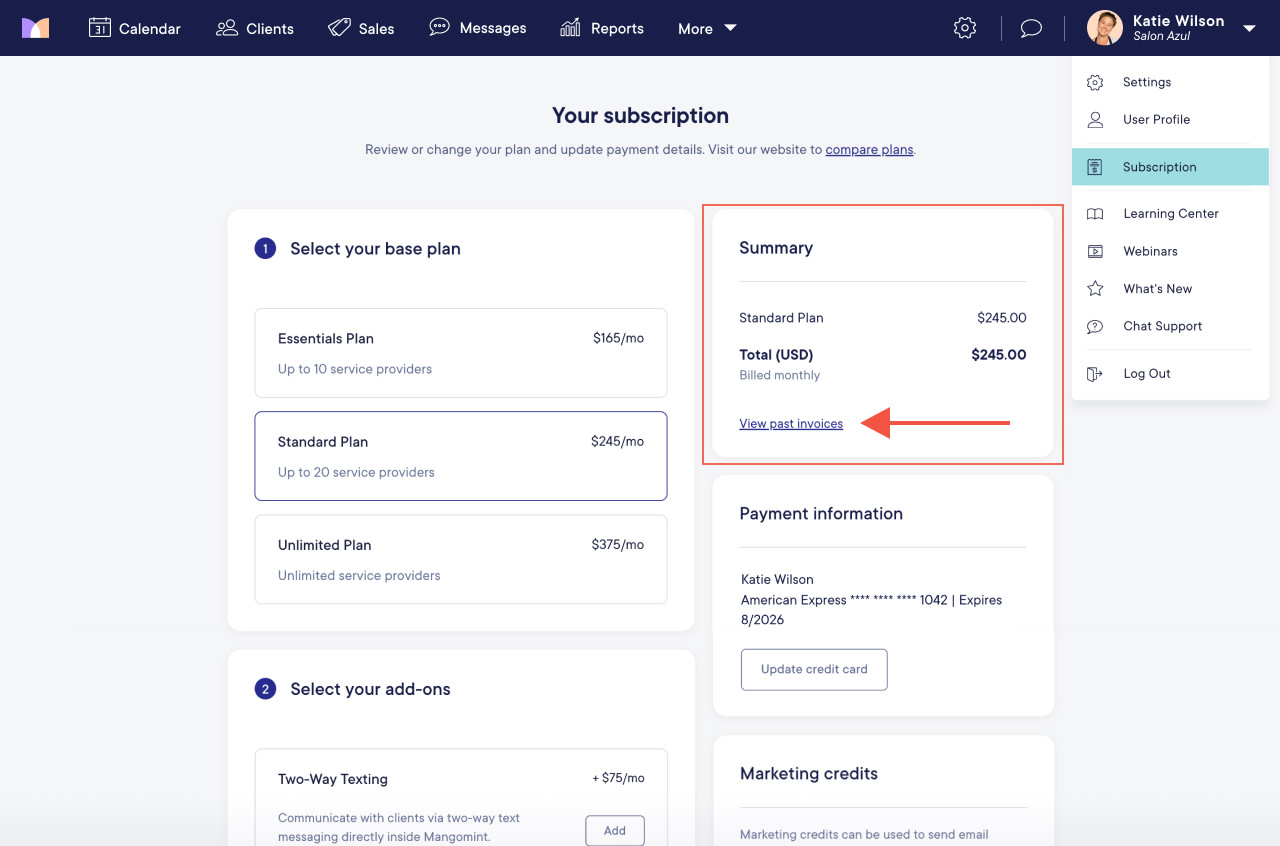 Viewing Invoices for Your Mangomint Subscription | Mangomint Salon and ...