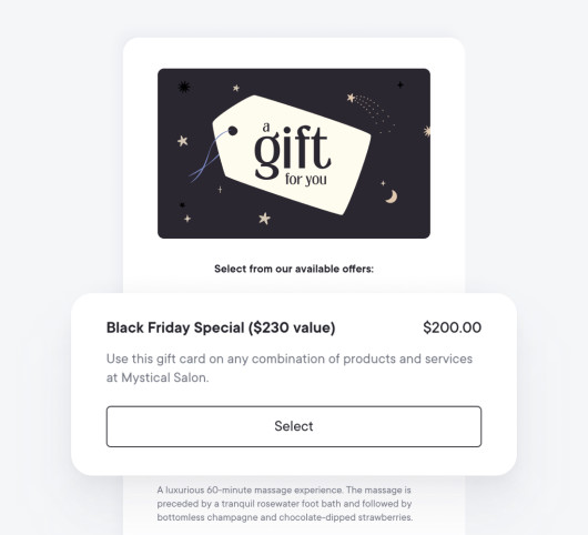 Sell gift card promotions online