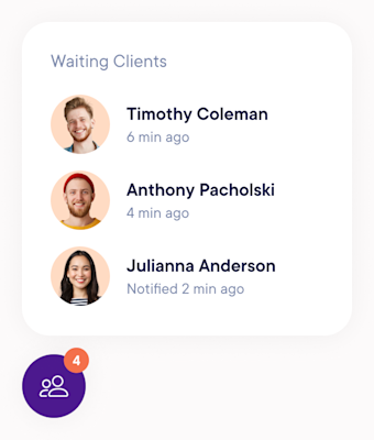 **Staff can trigger a notification** to let the client know that the service provider is ready for them.
