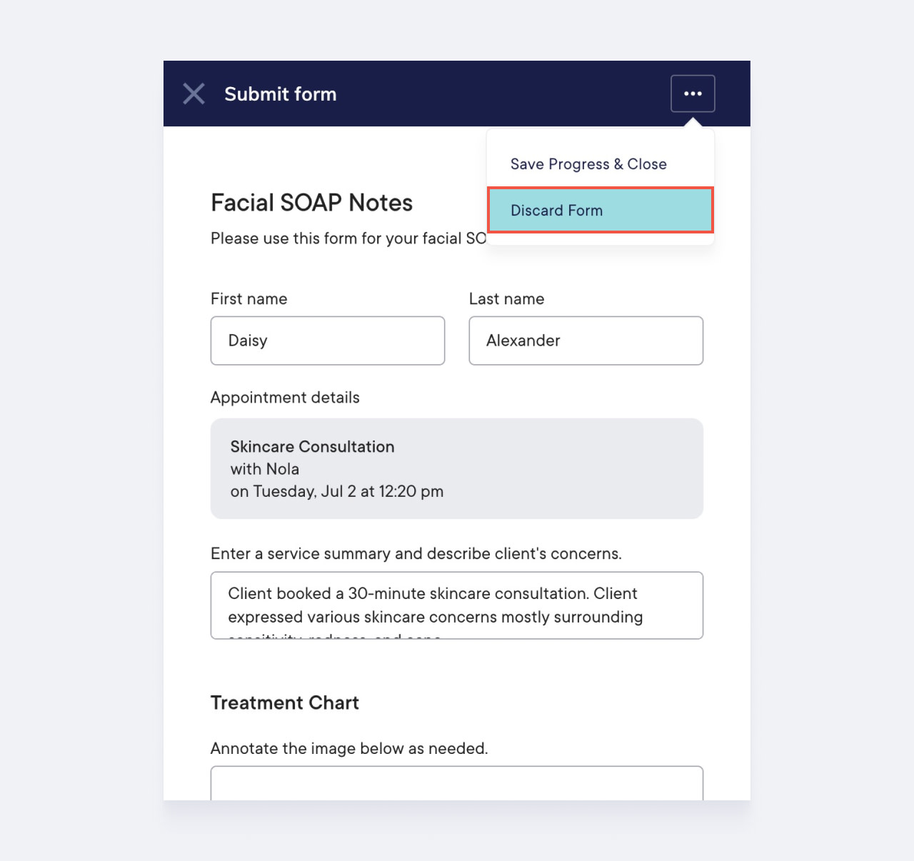 Saving Progress on a Form | Mangomint Salon and Spa Software
