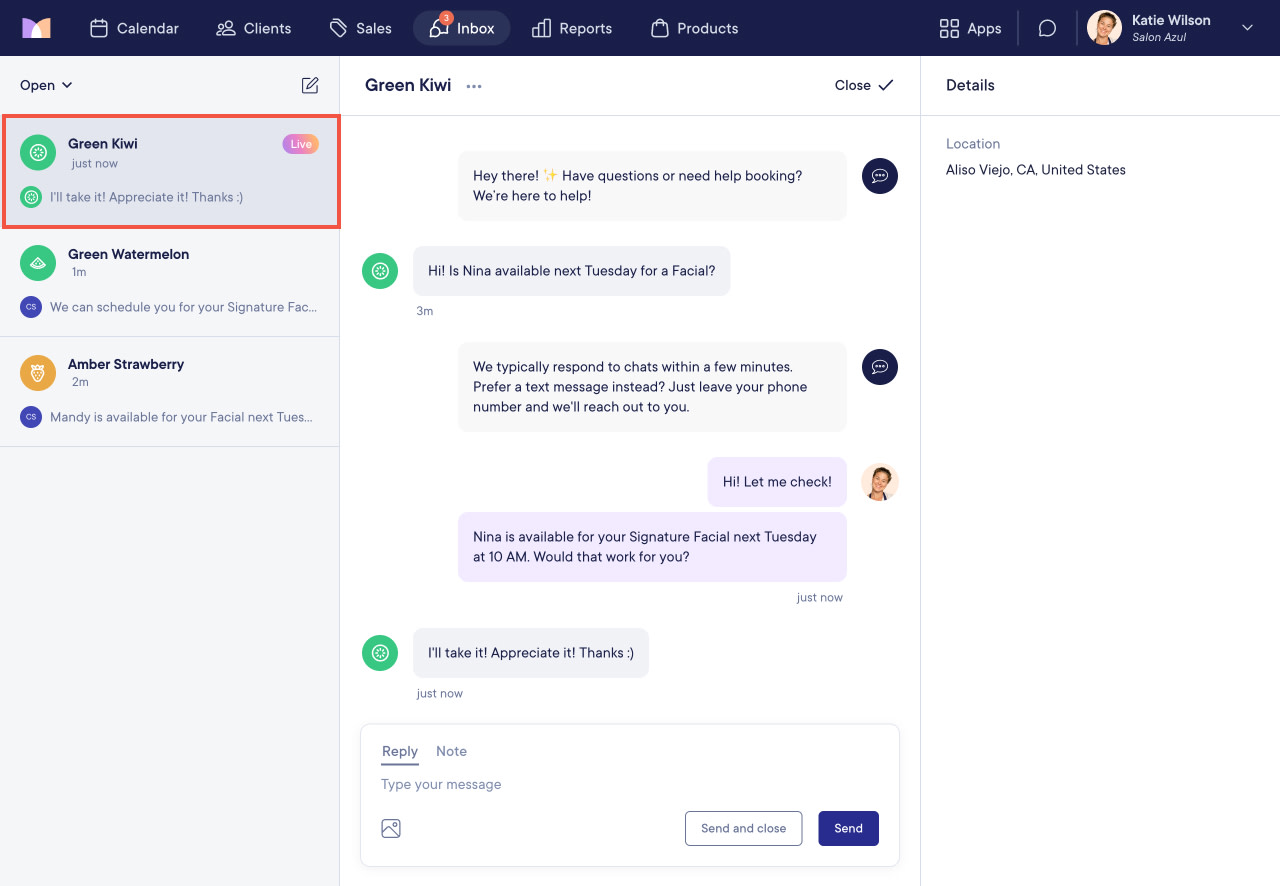 Fast Email Chat Response Replying to Web Chat Messages in Mangomint | Mangomint Salon and Spa ...