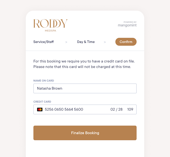 Require a credit card for booking