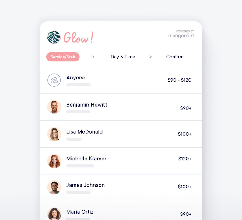 Online Booking Mangomint Features