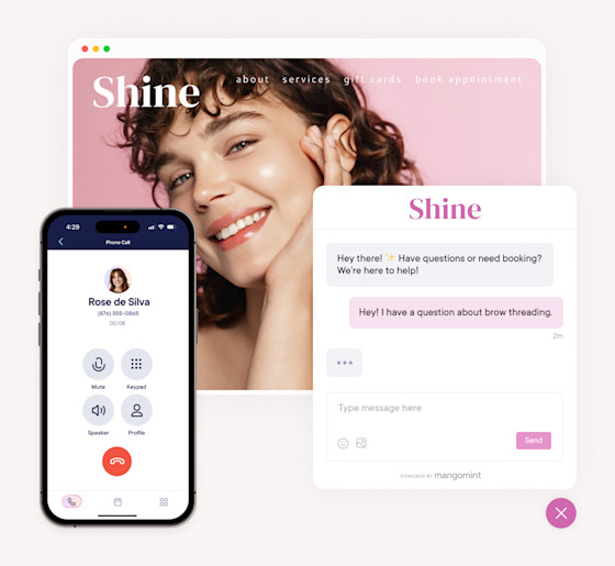 In-app calls, text, & web chat